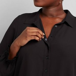 NWT Lane Bryant Black georgette button down